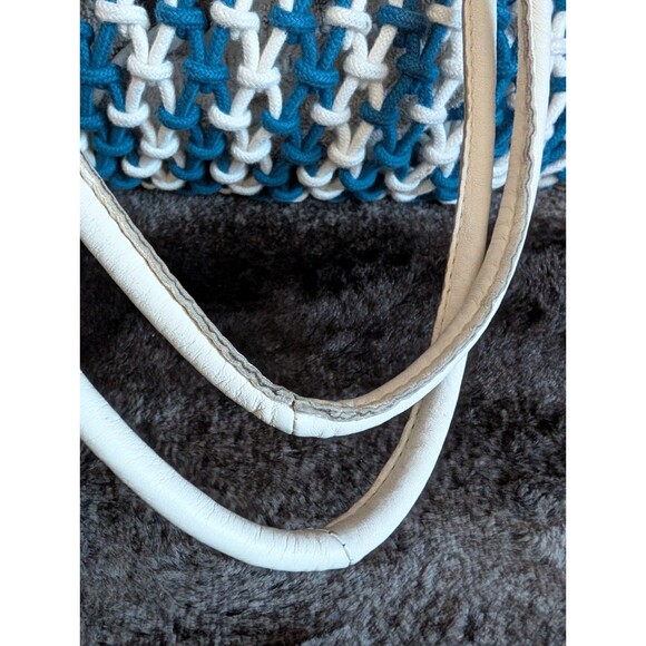 Clare V Sandy Tote Bag Woven Cotton Macrame Leather Double Handles Shoulder Bag - Picture 12 of 12